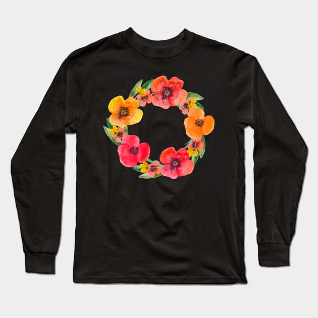 flower wreath Long Sleeve T-Shirt by TigrArt